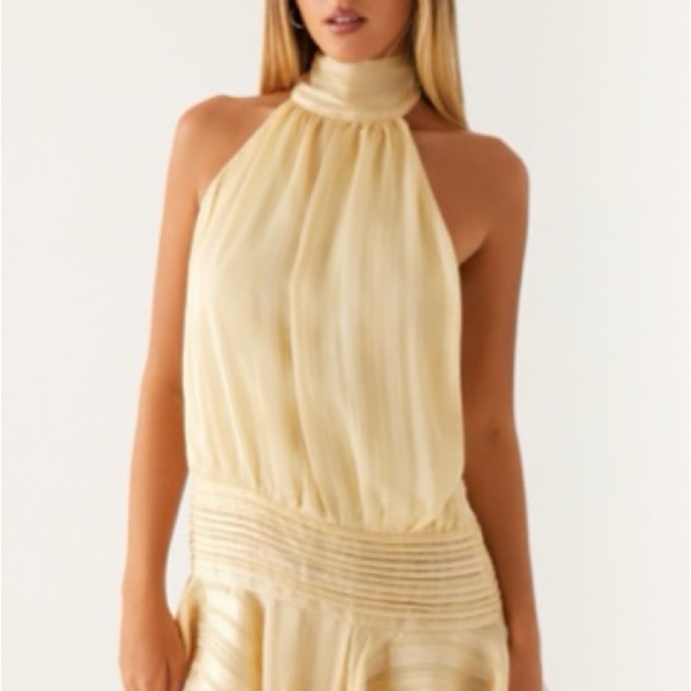 Peppermayo Yellow Chiffon Mini Dress